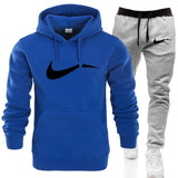 2019 New Fashion Men Hoodies Suits Brand Tracksuit Men Hip Hop Sweatshirts+Sweatpants Autumn Winter Fleece Hooded Pullover