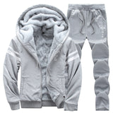 Tracksuit men Fleece Hoodies Set 2019 Warm Sweatshirt print Jogging Homme Thick hoodie+Pants Sportswear tracksuit Top And Pants