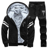 Tracksuit men Fleece Hoodies Set 2019 Warm Sweatshirt print Jogging Homme Thick hoodie+Pants Sportswear tracksuit Top And Pants