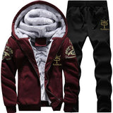 Tracksuit men Fleece Hoodies Set 2019 Warm Sweatshirt print Jogging Homme Thick hoodie+Pants Sportswear tracksuit Top And Pants