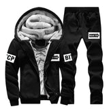 Tracksuit men Fleece Hoodies Set 2019 Warm Sweatshirt print Jogging Homme Thick hoodie+Pants Sportswear tracksuit Top And Pants