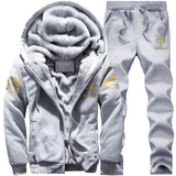 Tracksuit men Fleece Hoodies Set 2019 Warm Sweatshirt print Jogging Homme Thick hoodie+Pants Sportswear tracksuit Top And Pants