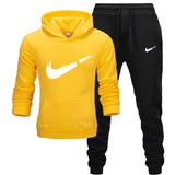Fashion Men Track suit Hoodies Suits Brand Tracksuit Men Hip Hop Sweatshirts+Sweatpants Autumn Winter Fleece Hooded Pullover