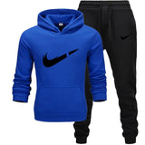 Fashion Men Track suit Hoodies Suits Brand Tracksuit Men Hip Hop Sweatshirts+Sweatpants Autumn Winter Fleece Hooded Pullover