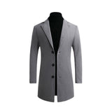 Autumn Winter Mens Brand Fleece blends Jacket Male Overcoat Casual Solid Slim collar coats Long cotton trench coat Streetwear