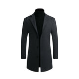 Autumn Winter Mens Brand Fleece blends Jacket Male Overcoat Casual Solid Slim collar coats Long cotton trench coat Streetwear