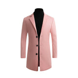 Autumn Winter Mens Brand Fleece blends Jacket Male Overcoat Casual Solid Slim collar coats Long cotton trench coat Streetwear