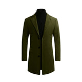 Autumn Winter Mens Brand Fleece blends Jacket Male Overcoat Casual Solid Slim collar coats Long cotton trench coat Streetwear