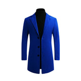 Autumn Winter Mens Brand Fleece blends Jacket Male Overcoat Casual Solid Slim collar coats Long cotton trench coat Streetwear