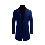 Autumn Winter Mens Brand Fleece blends Jacket Male Overcoat Casual Solid Slim collar coats Long cotton trench coat Streetwear